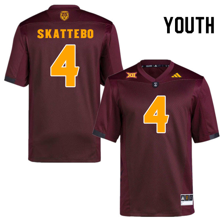 Youth #4 Cam Skattebo Arizona State Sun Devils College Football Jerseys Stitched-Maroon